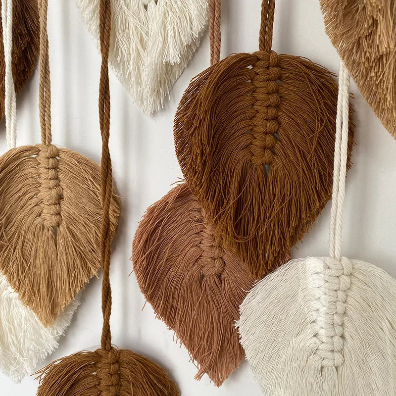 Handmade Hanging Woven Macramé Leaf