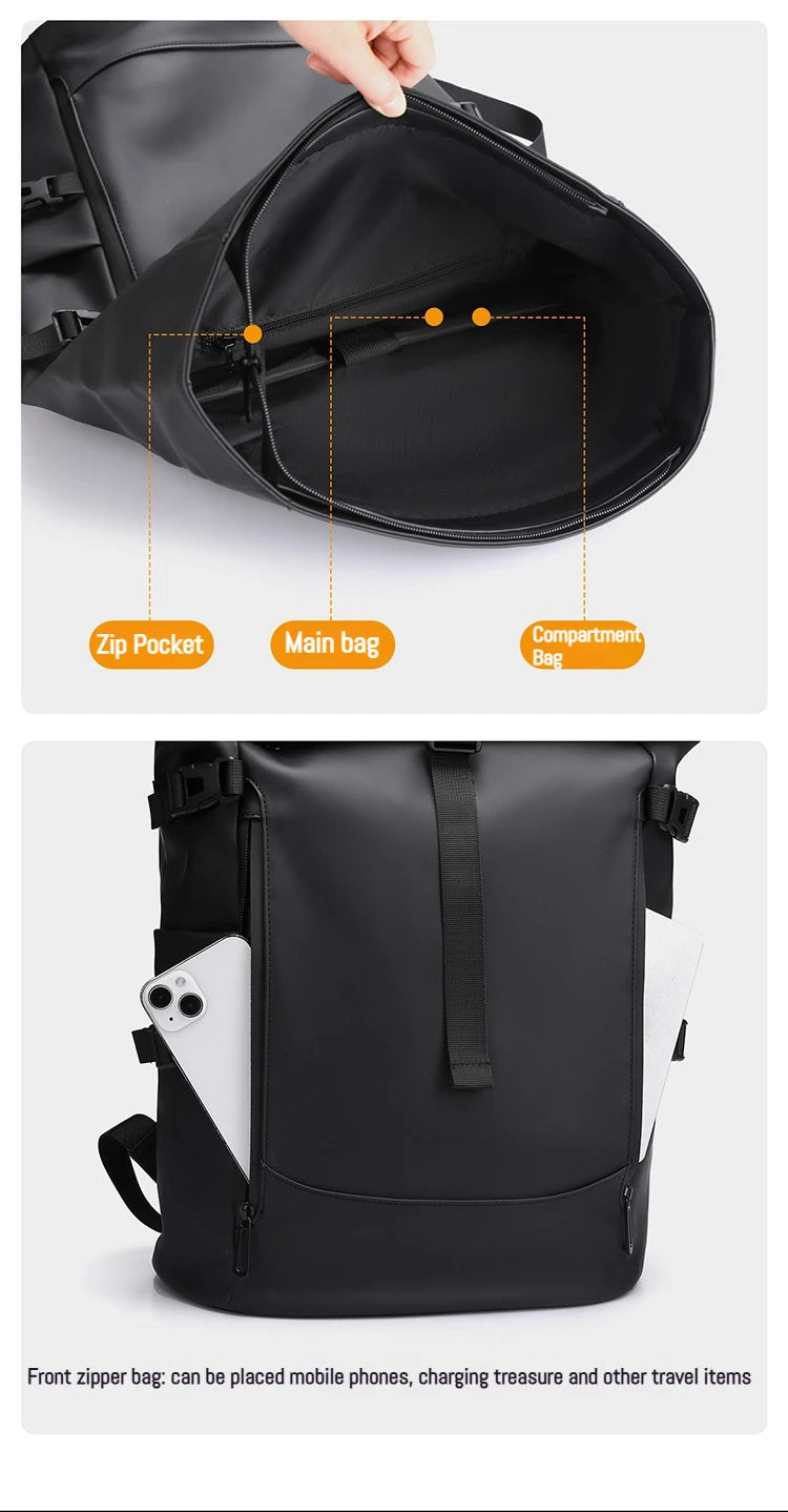 Minimalist Roll Top Travel Backpack