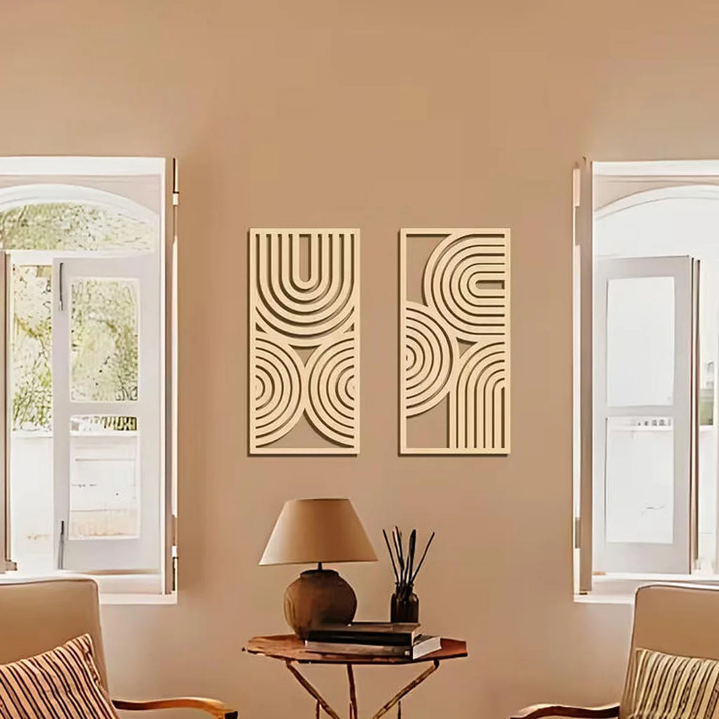 Large Wooden Geometry Wall Art Deco - 3pc