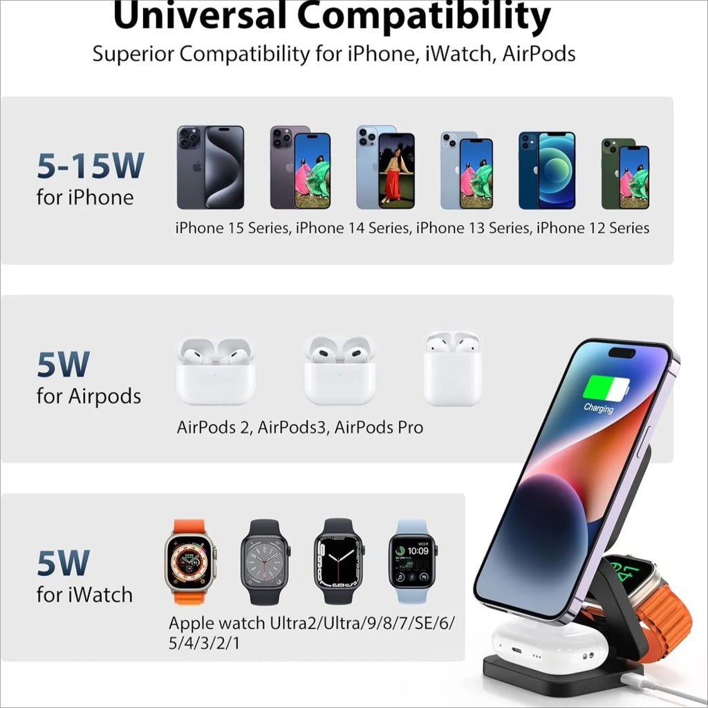 3 in 1 MagSafe Foldable Fast Charging Station