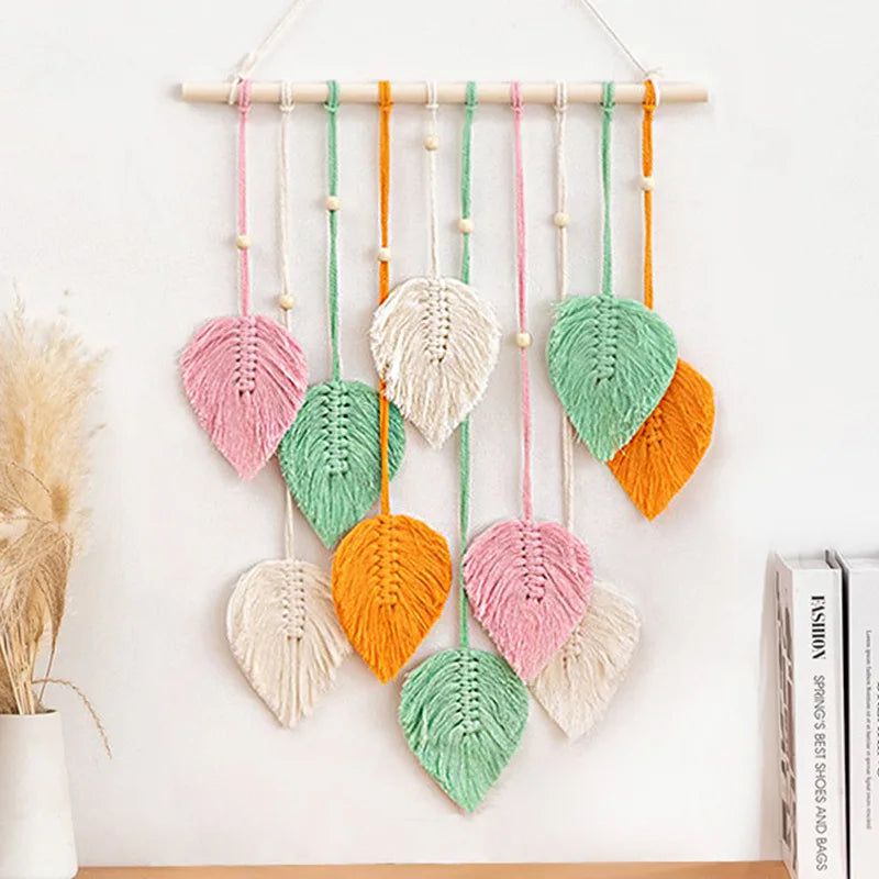 Handmade Hanging Woven Macramé Leaf
