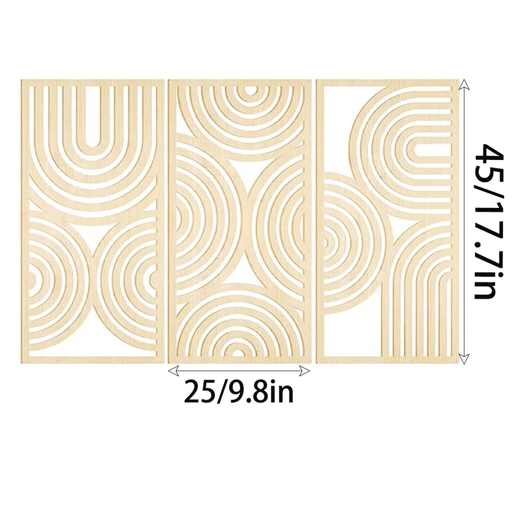 Large Wooden Geometry Wall Art Deco - 3pc
