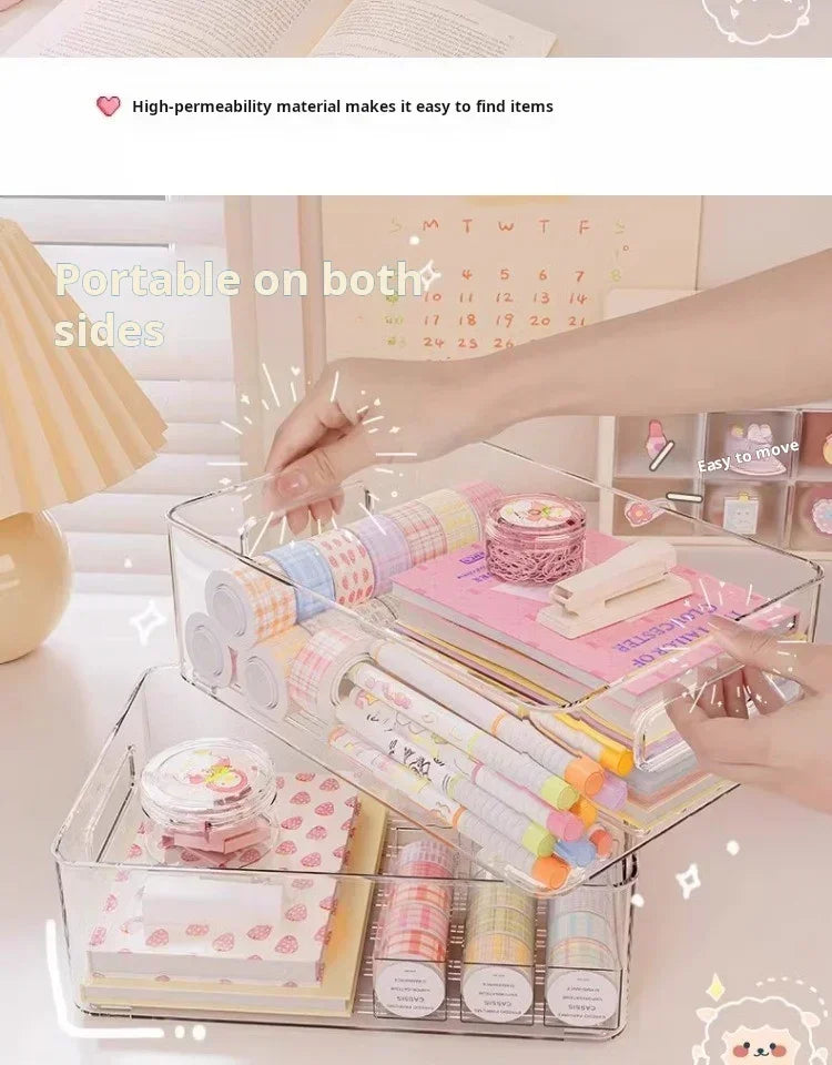 Desktop Storage Box Plastic Acrylic Shelf Storage Basket Transparent Waterproof High Aesthetic Value Stackable Box Organizer Box