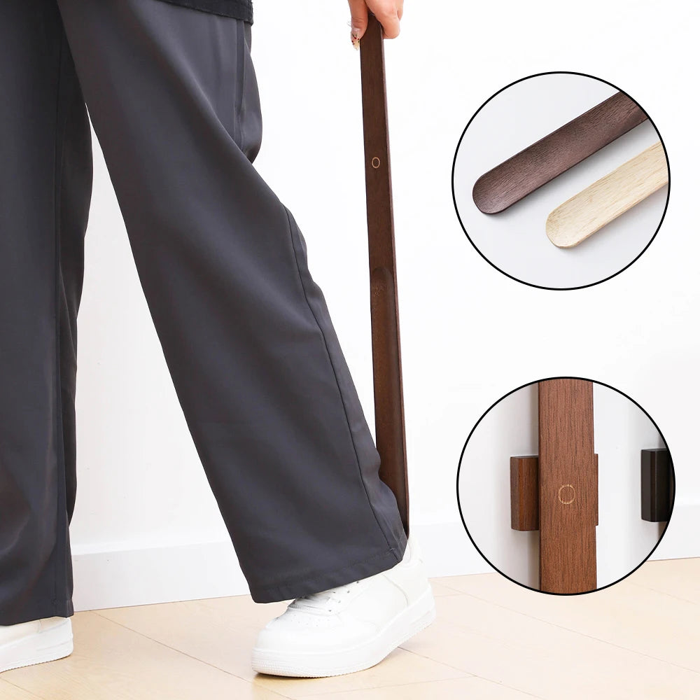 Premium Magnetic Wooden Long Handle Shoehorn