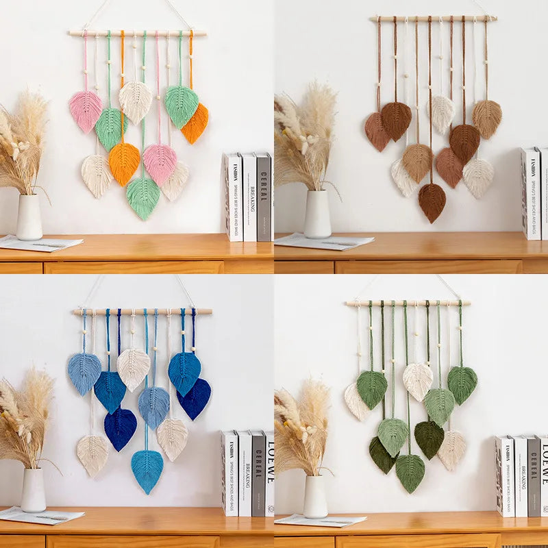 Handmade Hanging Woven Macramé Leaf